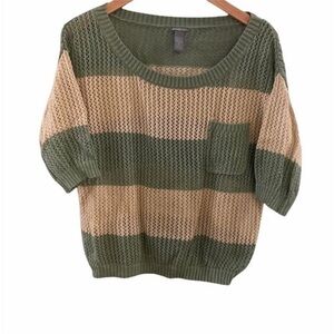 CHARLOTTE RUSSE Mesh Striped Metallic top